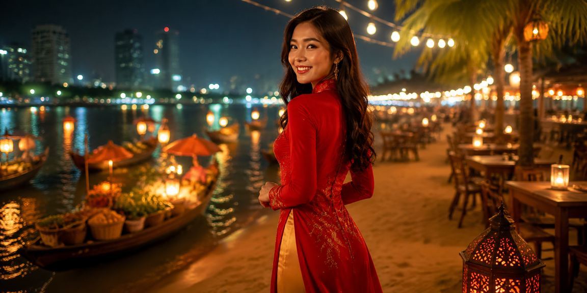 Người dùng nữ tại Hà Nội mặc áo dài thực hiện đặt cược trực tuyến trên điện thoại